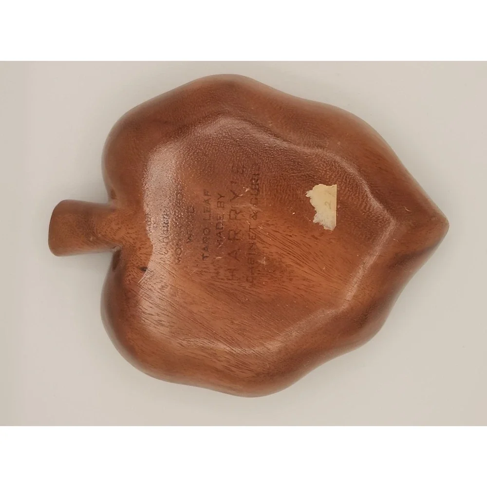 Vintage‎ Harry's Bowl Taro Leaf Monkey Pod Wood Hawaii Brown Wood